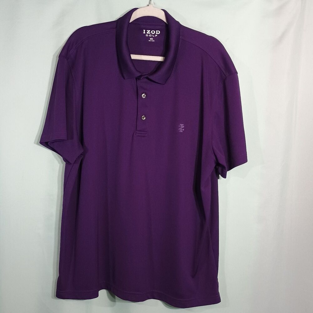 IZOD Golf Men’s Purple Short Sleeve Performance Polo Shirt – Classic Collared 2X